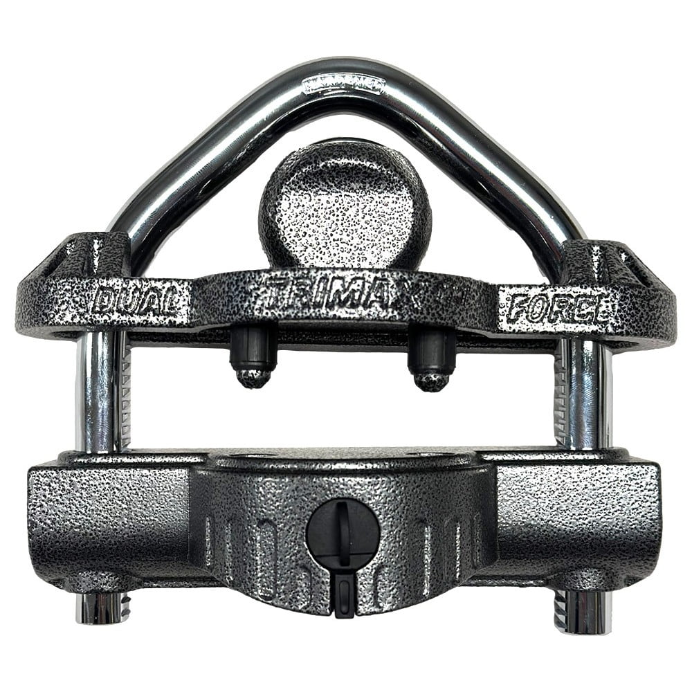 TRIMAX UMAX50 - Deluxe UNIVERSAL Dual-Purpose Trailer Coupler Lock w/ Integrated U-Lock Feature: 9/16″ Hardened Steel Shackle