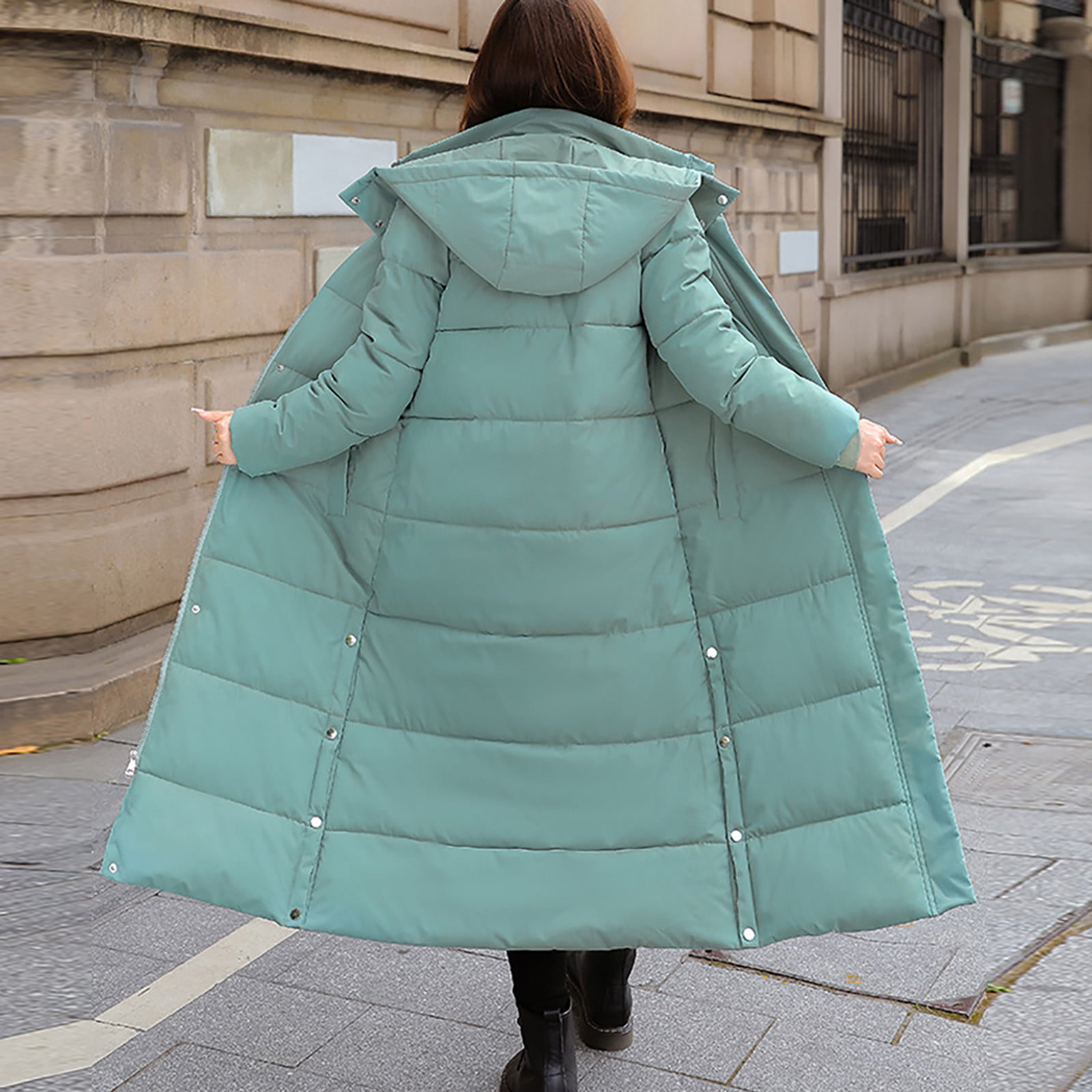 Fall for Savings ! BVnarty Discount Long Sleeve Lightweight Womens Winter  Coat Buttons Zipper Long Down Cotton Jacket Plus Size Shacket Jacket Casual  Solid Color Hooded Neck Sueras Mujer Green XXXL 