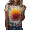 thumbnail image 3 of Sunflower T-Shirts Casual T-Shirt Short Sleeve Women Trendy Tshirt Beach Custom Tops, 3 of 5