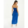thumbnail image 2 of QUIZ - Women's Royal Blue Plissé Chain Strap Midi Dress, 2 of 4