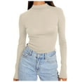 thumbnail image 1 of SNKSDGM T-Shirts à Manches Longues pour Femmes Coupe Ample Coton Chandails d'Automne pour Femmes Grande Taille Col Roulé pour Femmes Chandails à Manches Longues Mode d'Automne Basique Superposition Coupe Ajustée Doux sous-Vêtements Thermiques Hauts m, 1 of 7
