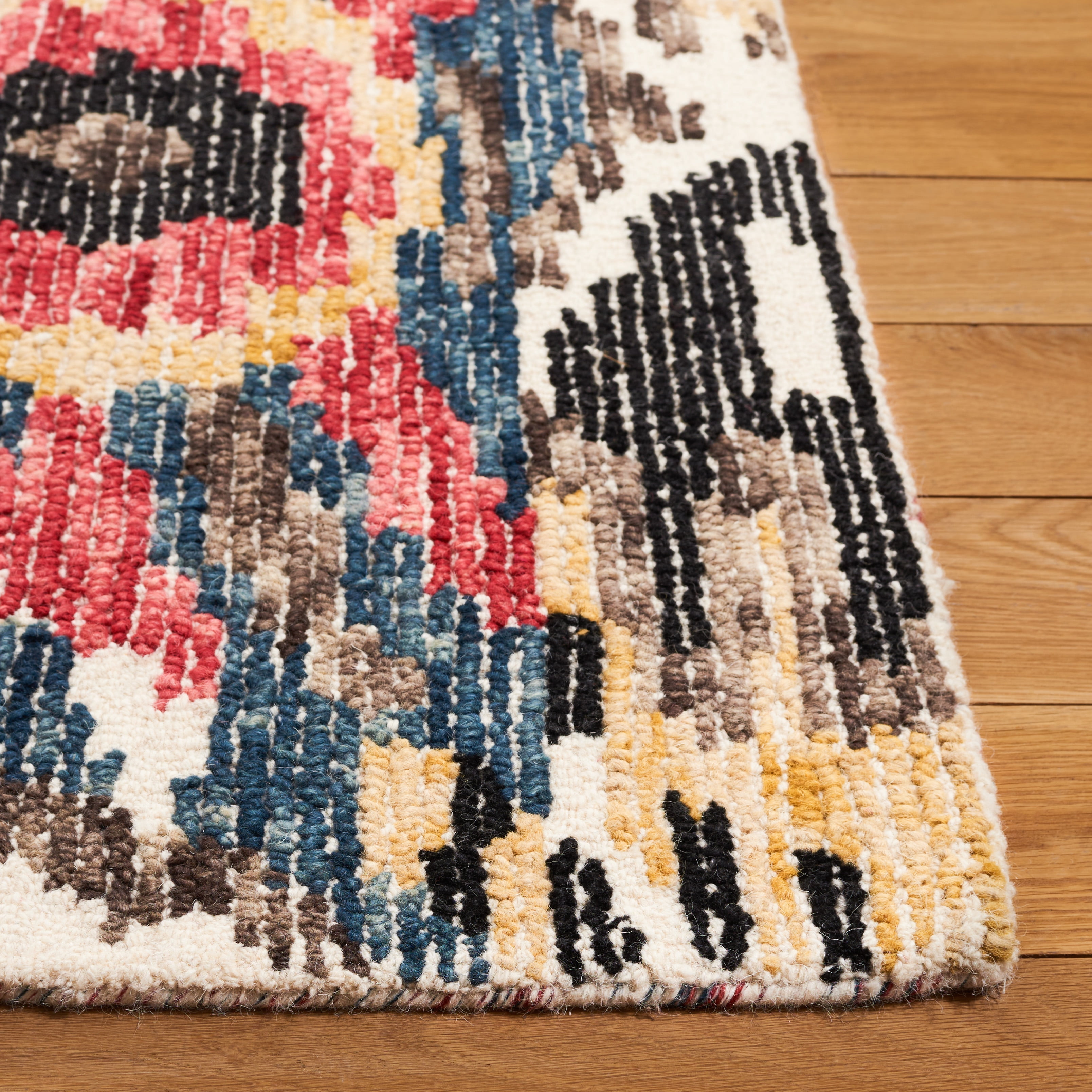 Safavieh Ikat Lindsay Southwestern Area Rug, Black/Red, 6' x 9'