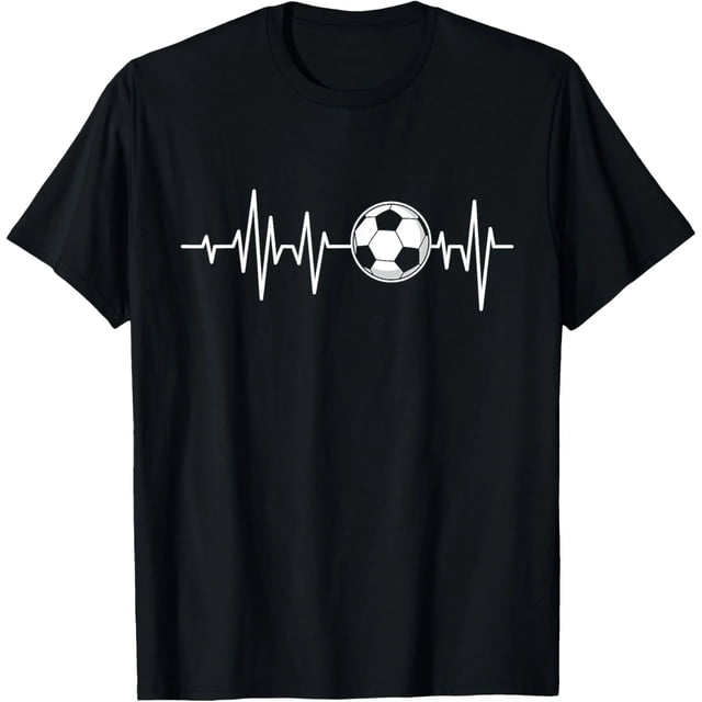 Camiseta Soccer Heartbeat - Para Amantes, Jugadores y Mamás Fútbol - Talla XL Negro para Mujer