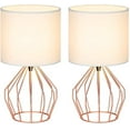 thumbnail image 7 of Rose Gold Bedside Nightstand Lamp Hollow Base with Fabric Shade, 7 of 7