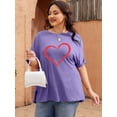 thumbnail image 4 of XCHQRTI Womens Oversized Love Shirt Half Sleeve Summer Tee Graphic Valentine's Day Plus Tops, 4 of 7