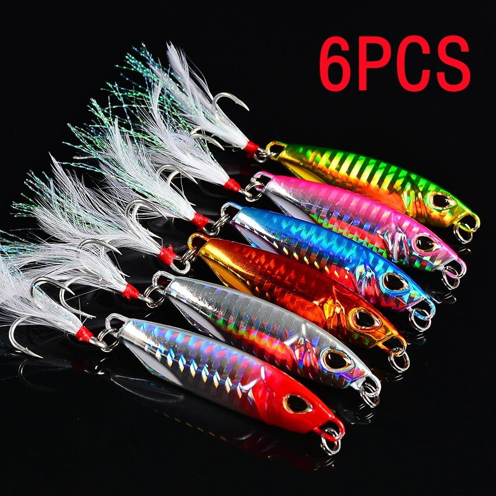 6Pcs 10g-50g Laser Duo Metal Jig Fishing Lure Slow Jigging Baits realistic silhouette