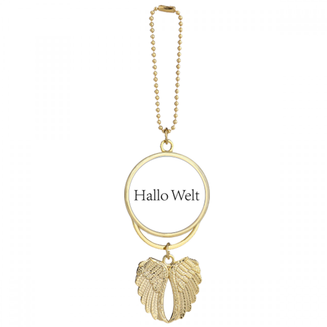 Hello World German Art Deco Fashion Car Keychain Angel Wing Pendant