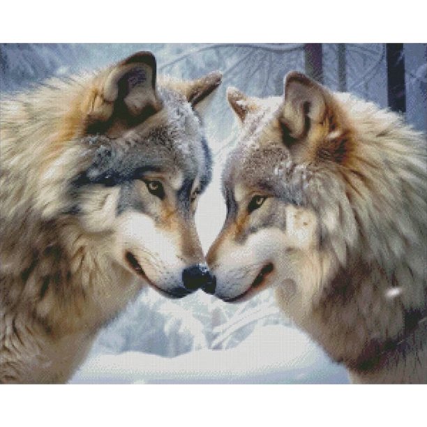 Pintura De Diamante 5D DIY Kit De Parejas De Lobo De Taladro Redondo Completo Decoración Del Hogar 50x40cm