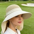 thumbnail image 6 of Outdoor Wide Brim Sun Protection Fisherman Hat, UPF 50+ Windproof Breathable Foldable, Adjustable Chin Strap, for Spring Summer Travel Hiking Leisure Beach, Beige, 6 of 6