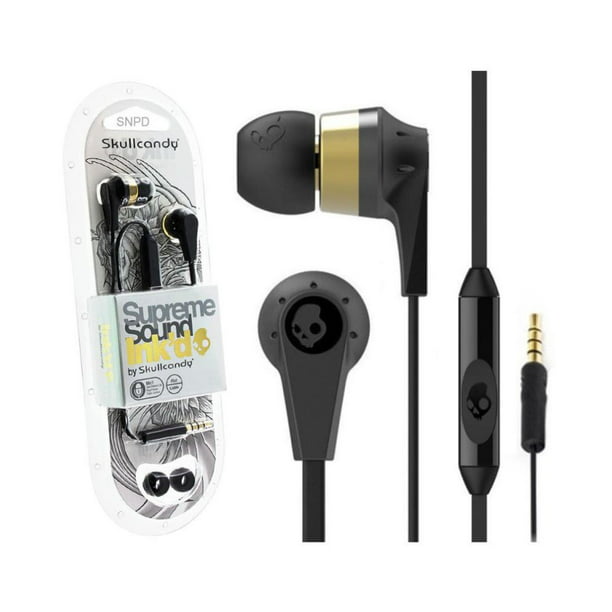 Skullcandy Gold/ Black S2IKDY-107 3.5mm Connector Ink'd 2.0 Earbud  Headphones with Mic
