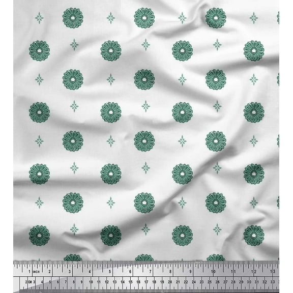 Soimoi Cotton Voile Fabric Floral Block Print Fabric by Yard 42 Inch Wide