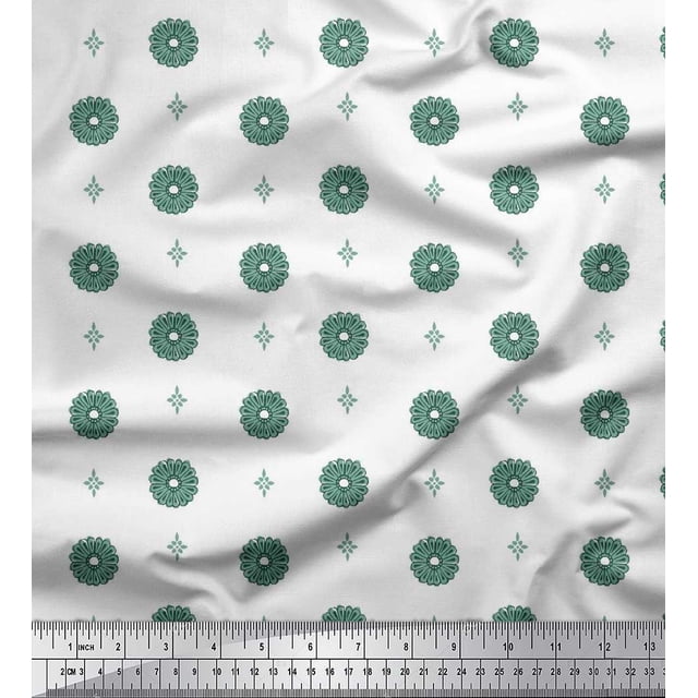 Soimoi Poly Georgette Fabric Floral Block Print Fabric by The Yard 42 Inch Wide