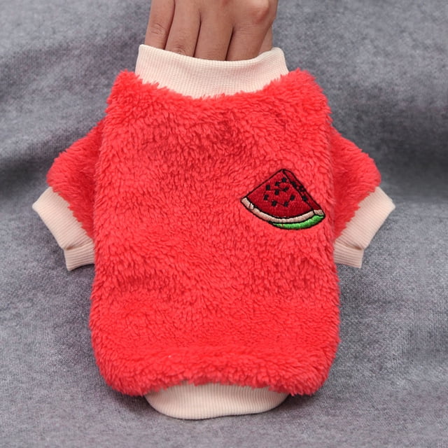 Chaleco con bordado de frutas para perro, ropa cálida de felpa para invierno, para perros pequeños, cachorros, gatos, Yorkies, chihuahuas, shih tzu, carlinos.