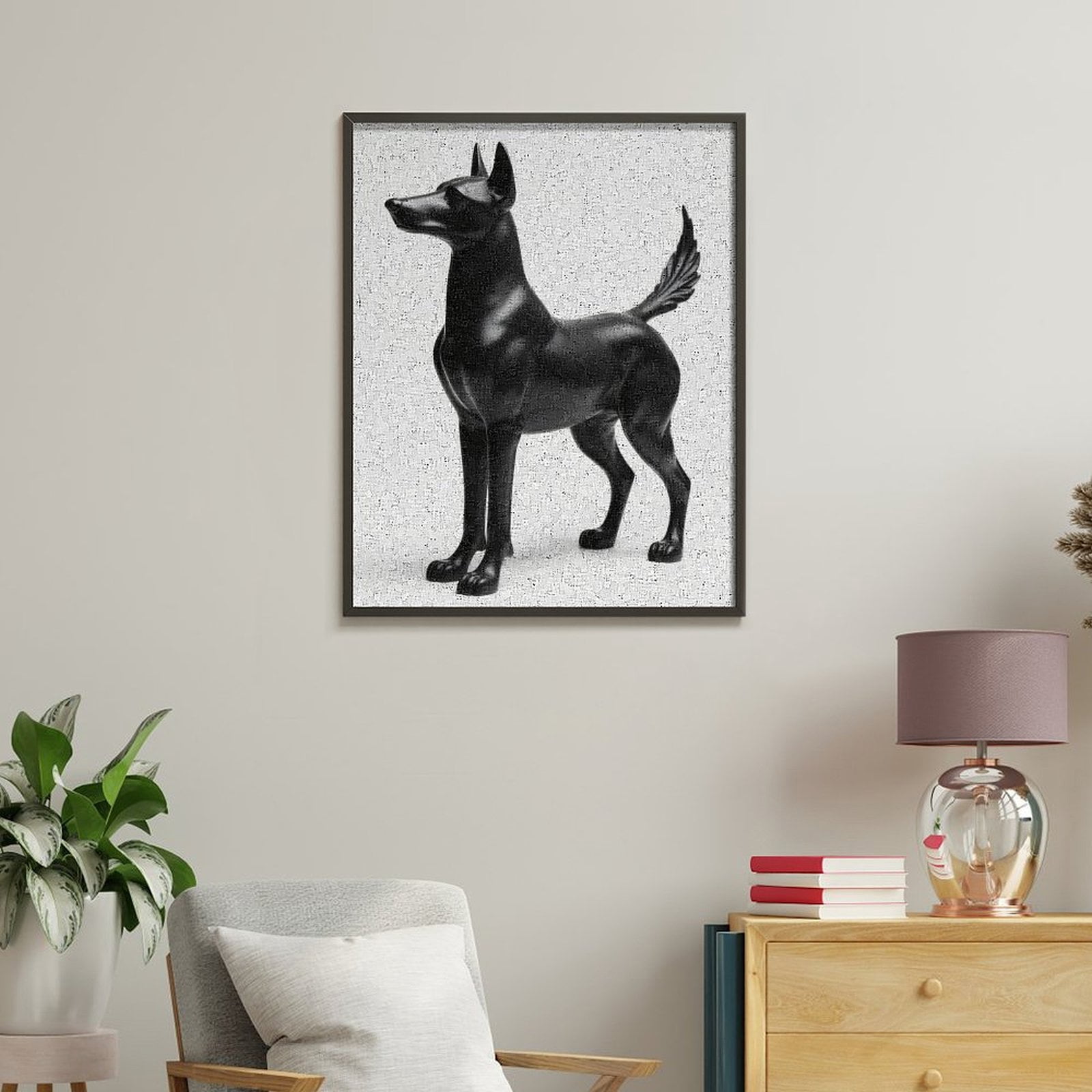 Paint by Numbers Kit for Adults, Sleek Black Canine Sculpture Paint by Numbers, Easy Paint by Numbers Kit for Adults Beginner, DIY Adult Paint by Number Kits on Canvas, 12x16in Home Decor