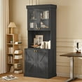 thumbnail image 2 of 71" Tall Farmhouse Pantry Cabinet,Freestanding Coffee Bar Hutch With Adjustable Shelve,Large Storage For Living Room,Dining Room,Black, 2 of 8