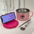 thumbnail image 4 of Cuenco de fideos instantáneos de acero inoxidable 304 con tapa, aislado tazón de arroz, regalo escurrible, Ins Miniso Joint Name Barbie, 4 of 5
