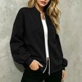 thumbnail image 7 of Evdexr Women's Sweatshirts Long Sleeve Drop Shoulder Zip Up Jackets 2026 Fall Y2k Athletic Jacket Solid Lightweight Hoodless Dressy Coats with pockets L, 7 of 7