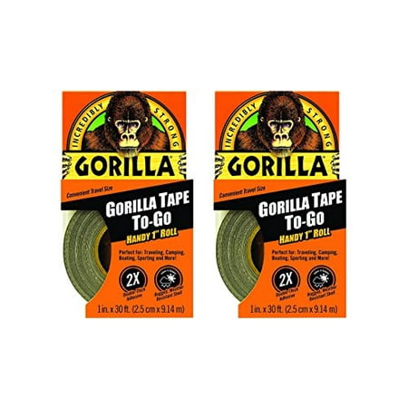 Gorilla 6100101-2 Duct Tape To-Go (2 Pack), 1" x 10 yd., Black