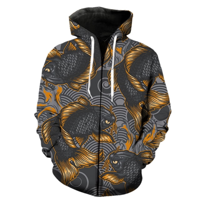 Sudadera con capucha y cremallera de estilo japonés para hombre, ropa de calle Harajuku, moda, sudaderas con estampado 3D, informal, divertida, unisex, de gran tamaño