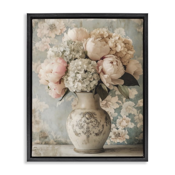 Stupell Industries French Country Delightful Arrangement of Flowers Black Floating Frame Canvas Art, 17 x 21, by Creative Studio