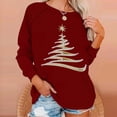 thumbnail image 1 of Meichang Chandails de Noël pour Femmes Raglan Chemises Tendance Arbre de Noël Graphique Chandails Automne Hiver Col Rond Chandail Tops, 1 of 7