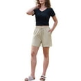 thumbnail image 2 of INSPIRE CHIC Shorts for Women's Casual Summer Elastic High Waisted Drawstring Wide Leg Shorts with Pockets M Apricot, 2 of 6
