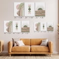 thumbnail image 5 of Sage Green & Pink Boho Wall Art Set of 3, Modern Mid Century Minimalist Wall Art - Geometric Line Leaf Sun Moon Wall Decor - Sun Phase Artwork Pictures - 12"X16", 5 of 6
