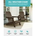 thumbnail image 6 of Folding Adirondack Chair, HDPE All-Weather Lawn Chair with 2 Cup Holder, Patio Garden Outdoors Fire Pit, Brown, 6 of 8