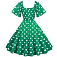 thumbnail image 5 of Bigersell Womens Dresses Casual Ladies Polka Dot Puffy Short Sleeve V-neck High-Waisted Party Dress Female Wear To Work Dresses Women's Plus Faux-Wrap Dresses, Style 37324, Green XXL, 5 of 9