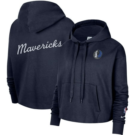 Women's Nike Navy Dallas Mavericks Essential Pullover Cropped Hoodie