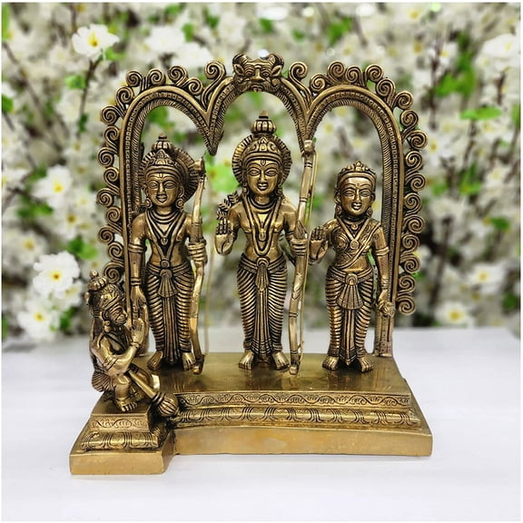 Ramdarbar Statue in Brass Ram Family Statue Ram Darbar Idol Handcrafted Ram Parivar Statue Lord Ram, Sita, Lakshman, Lord Hanuman Ramdarbar Sculpture Hindu God Family Figurine Decor - AtoZ India Cart