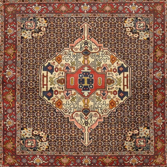 Ahgly Company Indoor Square Traditional Saffron Red Area Rugs, 9' Square