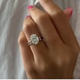 thumbnail image 2 of SOLITAIRE JEWELS 2.5Ct Oval Moissanite Diamond Dainty Style Bridal Ring Set Solid 18k White Gold, 2 of 7