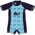 thumbnail image 1 of Boys' Swimsuit Zip Rash Guard Sun Protection Swimwear（Blue 12M）, 1 of 5