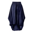 thumbnail image 5 of Tfken Summer Skirts For Women Elastic Waist Solid Color Long Skirts Trendy Daily Wear Female Leisure Clothes Blue, 5 of 9