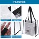 thumbnail image 3 of Bolsas de tote transparentes de PVC Uxcell aprobadas por el estadio, bolsa de plástico reutilizable para playa con asa para trabajo y deporte, paquete de 20, 3 of 6