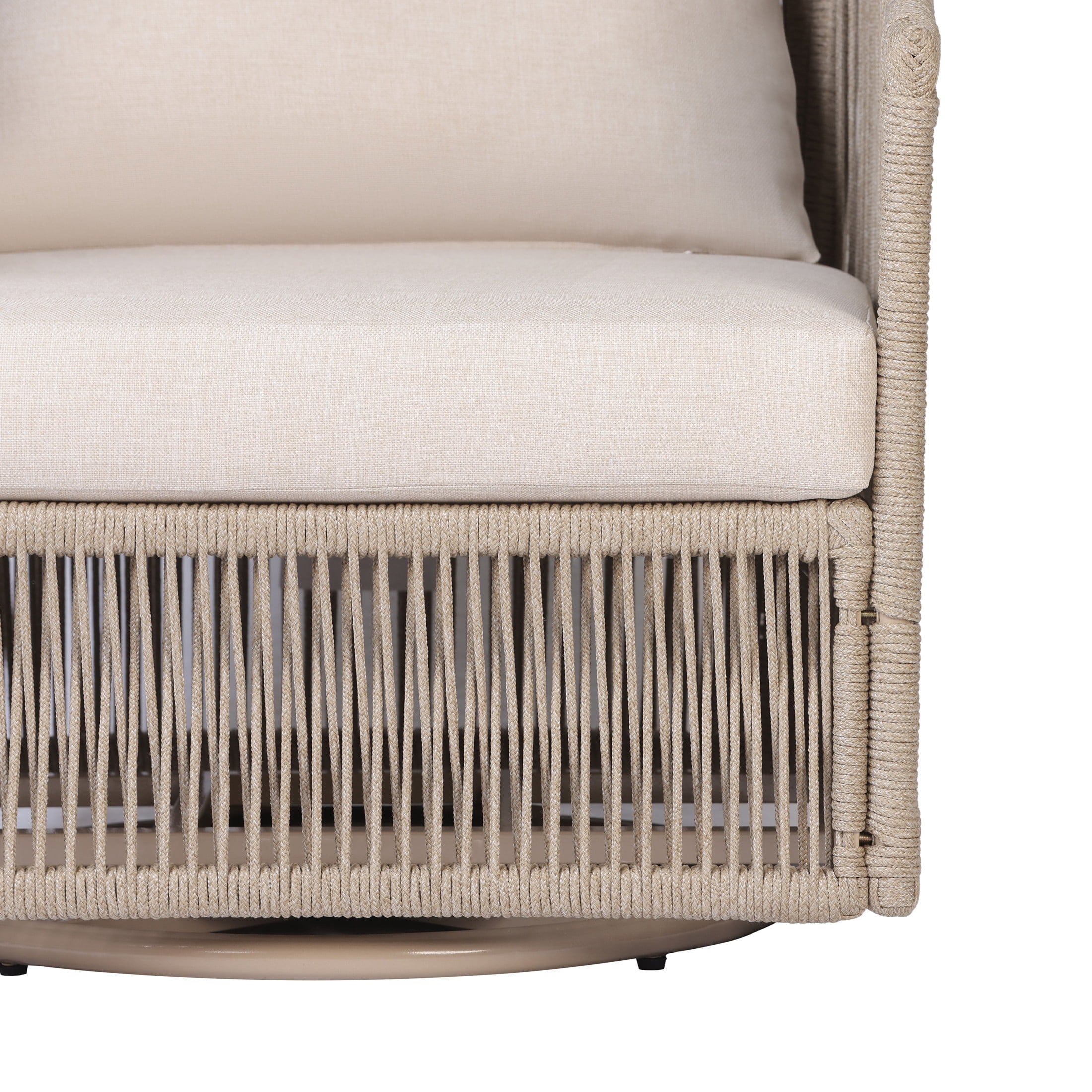 Christopher Knight Home Outdoor Swivel Patio Chair with 360° Rotating Base, Removable Beige Cushions, Sand