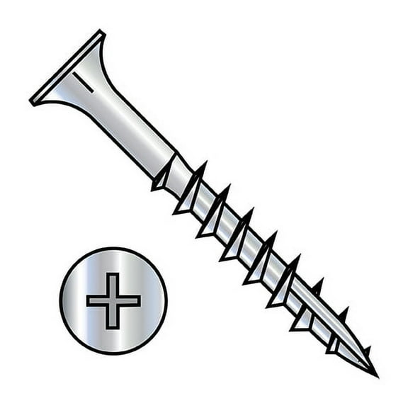 9-10X3 Phillips Flat Head w/Nibs Deep Thread Wood Screw Type 17 Point 2/3 Thread Zinc (Pack Qty 1,000) BC-0948DPF17