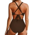 thumbnail image 4 of Aoochasliy Swimsuit Clothes Women Front Cross Cutout One-Piece Swimsuits Swimwear Tankini Monokini Beachwear, 4 of 5
