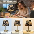 thumbnail image 4 of Wobogo Brown and Beige Flowers Pattern Table Lamps Three-channel Adjustable Lighted Antique Brass Metal Base Simple Modern Style for Bedroom Nightstands Living Room and Office, 4 of 8
