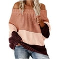 thumbnail image 2 of Babysbule Women's Fashion Sweater Fashion Womens Long Sleeve Patchwork Loose Cold Shoulder knitting Pullover Sweater, 2 of 3