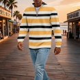 thumbnail image 4 of Men's Striped Waffle Quarter Zip Pullover, Stand Collar Ribbed Cuffs Long Sleeve Top Casual Color Stripe Fall Daily Clothes Black 3XL, 4 of 6
