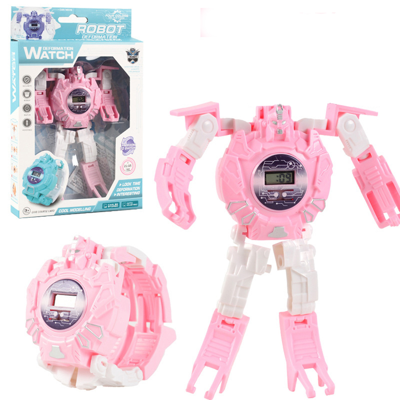 1Pc Robots Watch Toys Robots Deformed Watch Deformation Watch Toy Electronic Digital Wrist Watch