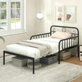 thumbnail image 3 of YYAo Bed Frame,Bedroom Bed Frame,Extendable Metal Daybed to Twin Size Bed with Guardrails and Armrests-Black, 3 of 11