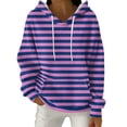 thumbnail image 3 of XPMWRP Oversized Hoodies Pullover for Women Trendy Striped Graphic Loose Fit Cute Fall Fashion Vintage Sweatshirt with Pocket Purple XXL, 3 of 5