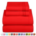thumbnail image 1 of Nestl Juego de Sábanas, Suaves Al Instante, Bolsillo Profundo, 4 Piezas, Lujo Microfibra Suave para Caravana, Tamaño Queen Corto, Rojo Cereza, 1 of 7