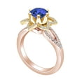 thumbnail image 2 of AFFY 1.37 Carat Round Simulated Blue Sapphire & Natural Diamond Flower Engagement Ring 14K Solid Rose Gold Ring Size-5.5, 2 of 2