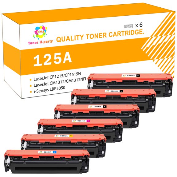 Toner H-Party 6-Pack Compatible HP 125A  125 A Laserjet Toner Cartridge for HP CB540A M251n M251nw MFP M276n M276nw CP1215 CP1515N Pro CP1525N CP1525NW Printer Ink