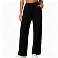 thumbnail image 7 of BRELIL Women's High Waisted Straight Leg Sweatpants with Pockets Casual Loose Lounge Pants Solid Officewear Long Trousers Fashion Outfits, Black 2XL, 7 of 7
