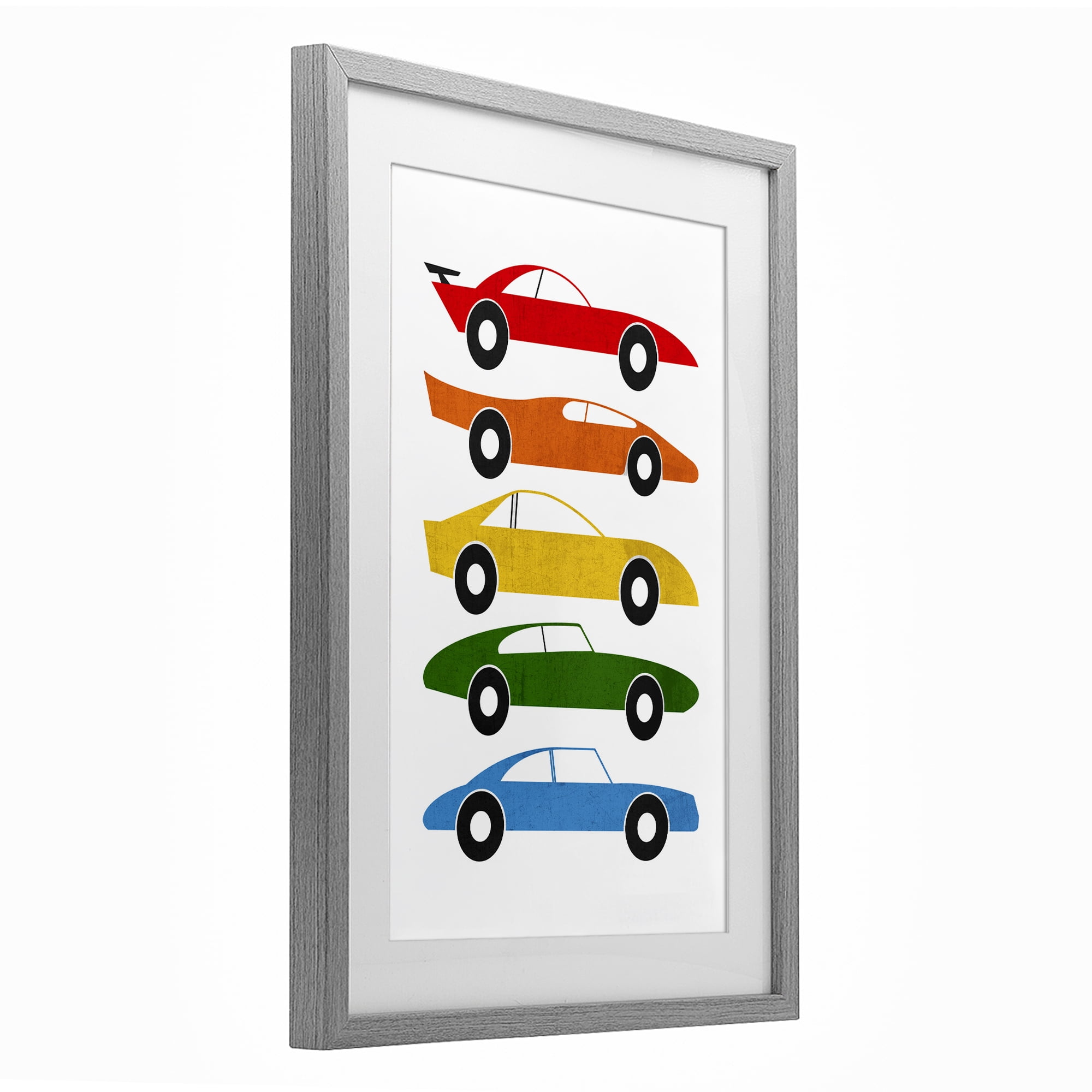 Stupell Industries Colorful Midcentury Cars Gray Framed Print Under Glass, design by Tom Quartermaine